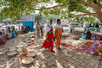 Image showing Street market in center of Aksum, Ethiopia Africa