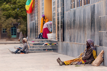 Image showing Orthodox believers in Aksum, Ethiopia Africa