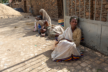 Image showing Beggar woman on the street, Aksum, Ethiopia Africa