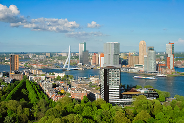 Image showing View of Rotterdam city and the Erasmus bridge