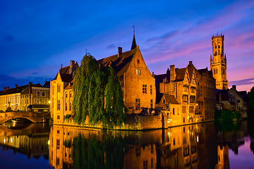 Image showing Famous view of Bruges, Belgium