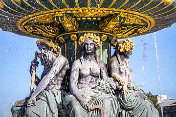 Image showing Fountain of the Seas detail, Concorde Square, Paris