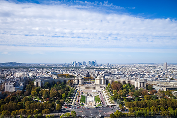 Image showing Aerial city view of Paris from Eiffel Tower, France