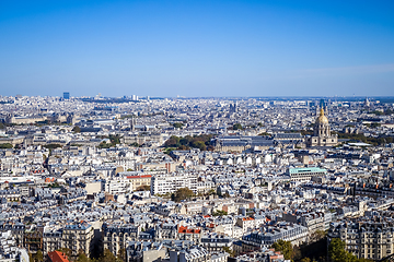Image showing Aerial city view of Paris from Eiffel Tower, France
