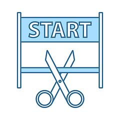 Image showing Scissors Cutting Tape Between Start Gate Icon