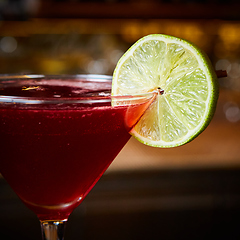 Image showing Cosmopolitan - Alcoholic Cocktail made from Vodka, Cointreau, Lime Juice and Cranberry Juice.