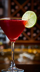 Image showing Cosmopolitan - Alcoholic Cocktail made from Vodka, Cointreau, Lime Juice and Cranberry Juice.