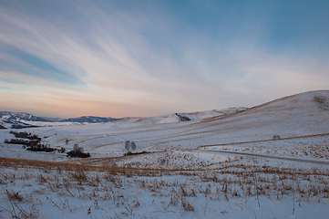 Image showing Altai mountains winter road