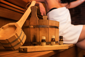 Image showing Wooden bath accessories