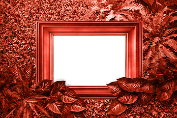 Image showing Living coral color background from leaves