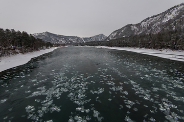 Image showing Landscape with river and mountains