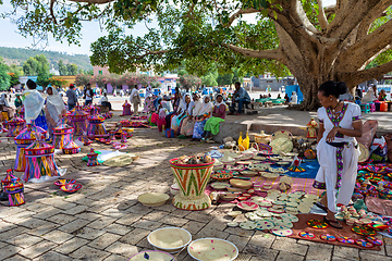 Image showing Street market in center of Aksum, Ethiopia Africa