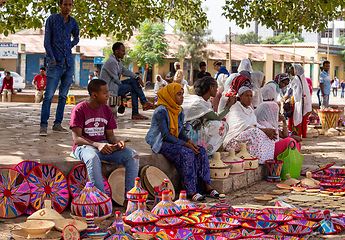 Image showing Street market in center of Aksum, Ethiopia Africa