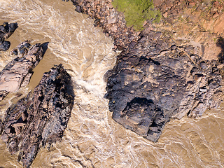 Image showing aerial Epupa Falls on the Kunene River in Namibia