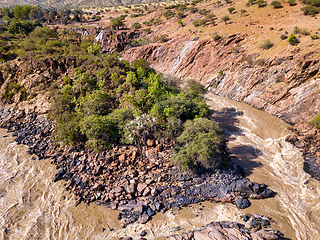 Image showing aerial Epupa Falls on the Kunene River in Namibia