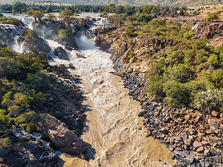 Image showing aerial Epupa Falls on the Kunene River in Namibia