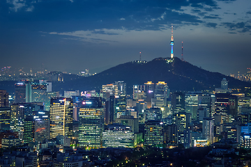 Image showing Seoul skyline in the night, South Korea.