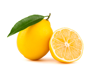 Image showing Yellow lemon with slice isolated