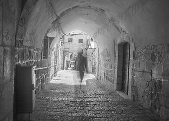 Image showing Old city jerusalem street in summer tourism vacation