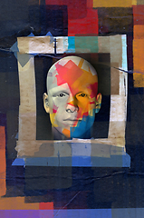 Image showing colorful male portrait grunge frame