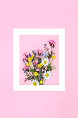 Image showing English Wildflower Spring Bouquet Background Border 