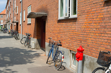 Image showing Bycicles old building apartment. Copenhagen