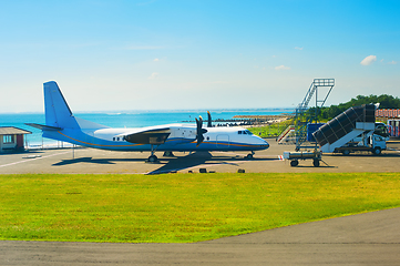 Image showing Small airplane coast airport. Bali