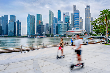 Image showing Modern Singapore  people eco transport