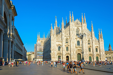 Image showing People walking Milan Cathedral, Italy