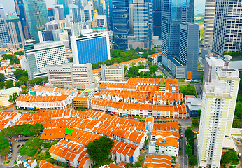 Image showing Singapore Chinatown aerial view