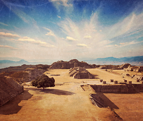 Image showing Ancient ruins on plateau Monte Alban in Mexico