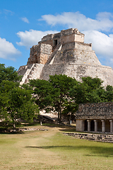 Image showing Mayan pyramid (Pyramid of the Magician, Adivino) in Uxmal, Mexic