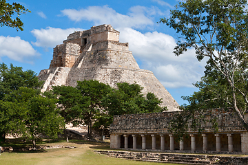 Image showing Mayan pyramid (Pyramid of the Magician, Adivino) in Uxmal, Mexic