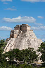 Image showing Mayan pyramid (Pyramid of the Magician, Adivino) in Uxmal, Mexico