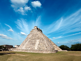 Image showing Mayan pyramid (Pyramid of the Magician, Adivino) in Uxmal, Mexic