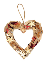 Image showing Heart Shape Rustic Driftwood Wreath with Seashells