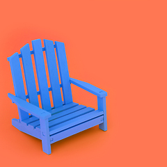Image showing Time for a Break with Blue Chair on Orange Background