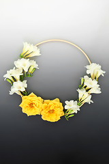 Image showing Summer Freesia and Rose Flower Wreath