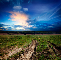 Image showing Countryside landscape with dirt road