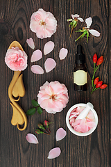 Image showing Essence of Rose Flowers for Aromatherapy Oil