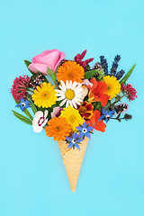 Image showing Surreal Summer Flower Ice Cream Cone Abstract Art