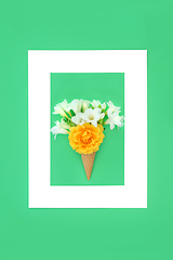 Image showing Ice Cream Cone Surreal Summer Flowers Concept