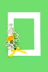 Image showing Yellow Rose Flower Summer Background Floral Frame 