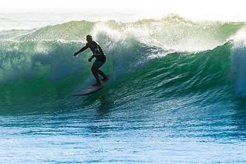 Image showing Surfing the waves