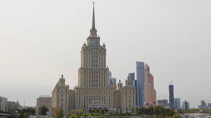 Image showing Stalin era tower building of Ukraine hotel