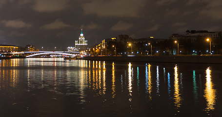 Image showing Sunny summer day moscow river bay kremlin night