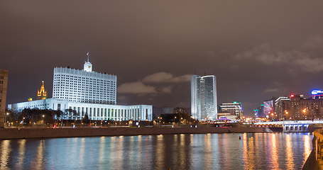 Image showing House of Government in Moscow, Russia, at night.