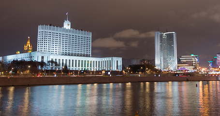 Image showing House of Government in Moscow, Russia, at night.