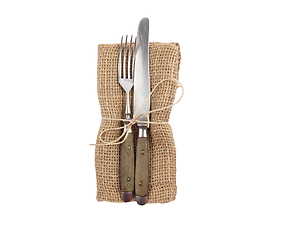 Image showing Flatware with jute isolated