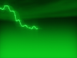 Image showing Green Graph moving down on chart as recession or financial crisi